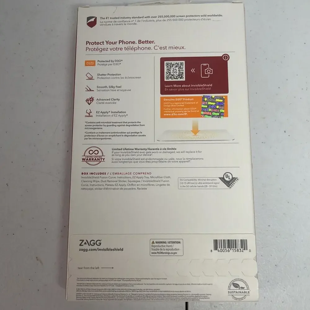 ZAGG Fusion Curve D3O Screen Protector Samsung Galaxy S22 Ultra NEW